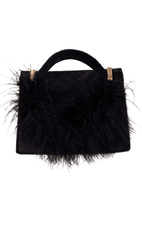 Black Feather Detail Mini Grab Bag | PrettyLittleThing USA