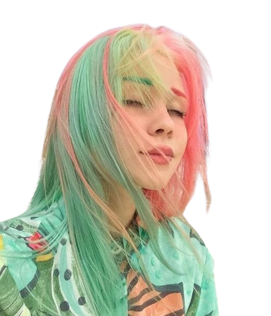 split green and pink hair