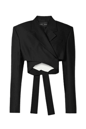 Cropped Wool-blend Crepe Blazer - Black