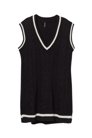 Knit Sweater Vest Dress - Black - Ladies | H&M US