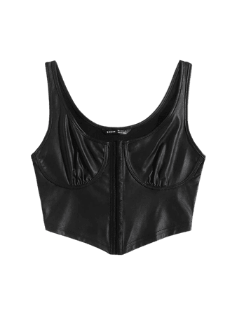 SHEIN Faux Leather Bustier Cropped Tank Top | SHEIN USA