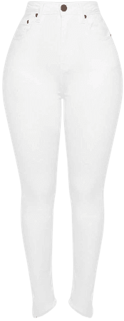 Shape White High Waist Skinny Jeans | Curve | PrettyLittleThing