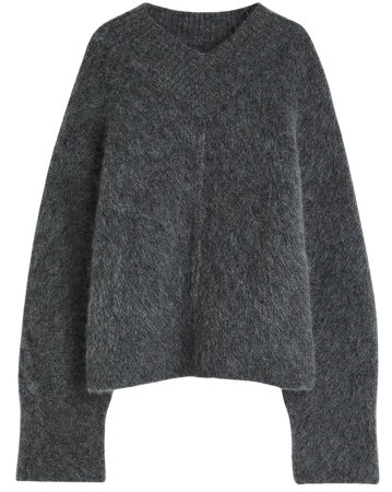 Oversized Mohair-blend Sweater - Dark gray - Ladies | H&M US
