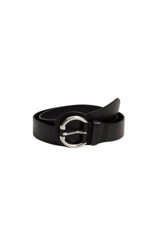 Rounded buckle leather belt - Women | Mango USA