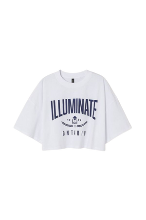 Crop T-shirt - White/Illuminate - Ladies | H&M CA
