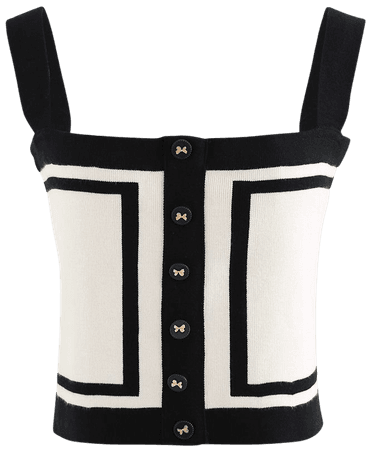 Parisian Chic Buttoned Knit Tank Top - Retro, Indie and Unique Fashion
