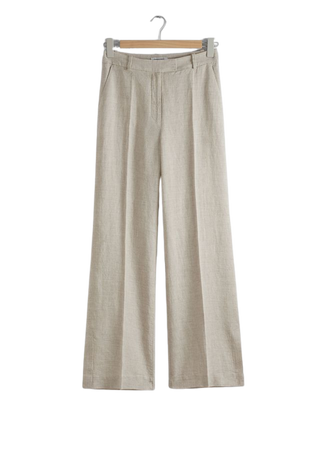 Tailored Linen Trousers - Oatmeal - Wide trousers - & Other Stories US