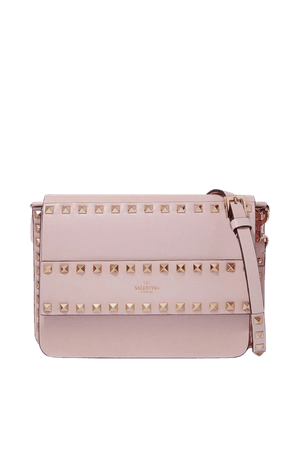 Pastel pink Valentino Garavani Rockstud leather shoulder bag | Valentino | NET-A-PORTER