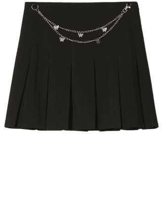 Box pleat skirt with butterfly chain - New - Woman | Bershka