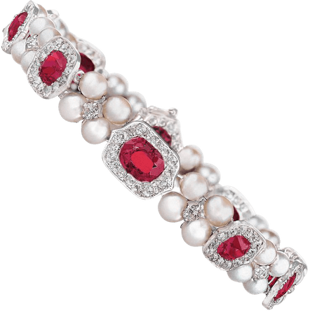 Untreated Burma Ruby and Pearl Bracelet For Sale at 1stdibs