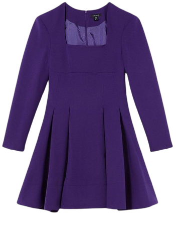 Tailored Long Sleeve Pleated Full Skirt Mini Dress | Karen Millen