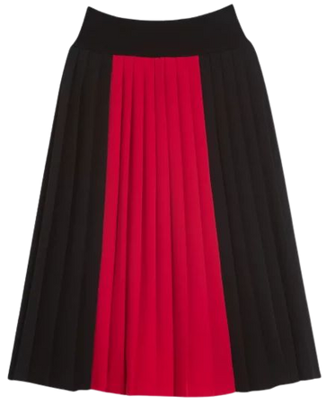 red long pleated skirt | agnès b.