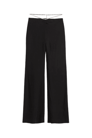 Wide Rhinestone Chain-detail Pants - Black - Ladies | H&M US