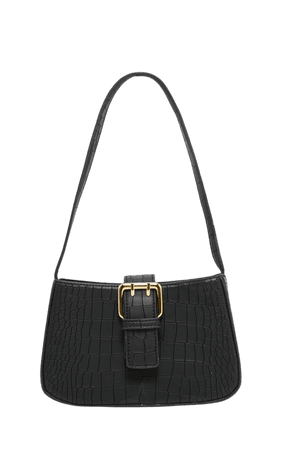 Black Croc Shoulder Bag | Accessories | PrettyLittleThing CA