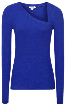 Carly Blue Asymmetric Neck Jersey Top – REISS