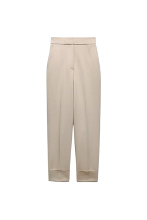 TURNED UP CUFF STRAIGHT LEG PANTS - taupe brown | ZARA United States
