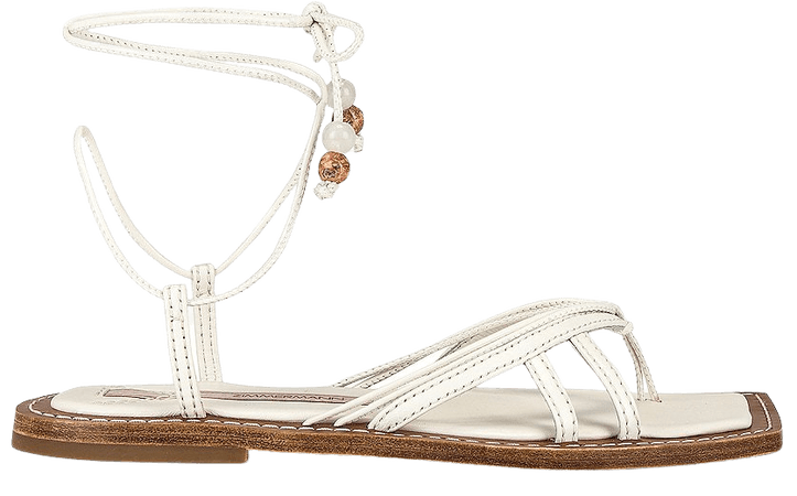 Zimmermann Skinny Strap Tie Flat Sandal in White | REVOLVE