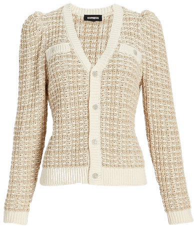 Textured Stitch Jewel Button Sweater Jacket | Express