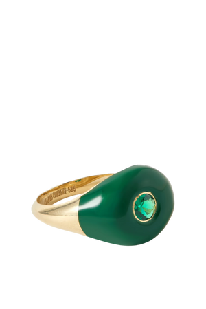 Charms Company Les Bonbons 14-karat gold, enamel and tsavorite ring