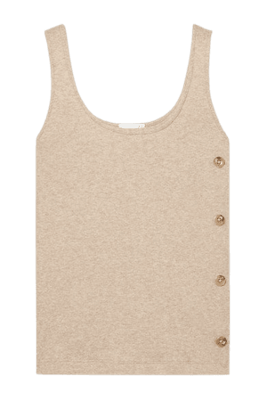 Naima Button-embellished Ribbed Stretch Pima Cotton And Modal-blend Tank - Beige