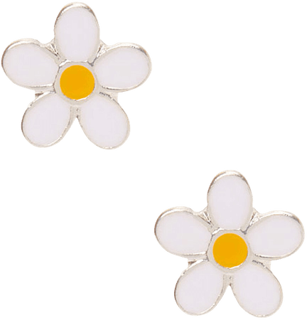 Daisy Stud Earrings - White | Claire's US