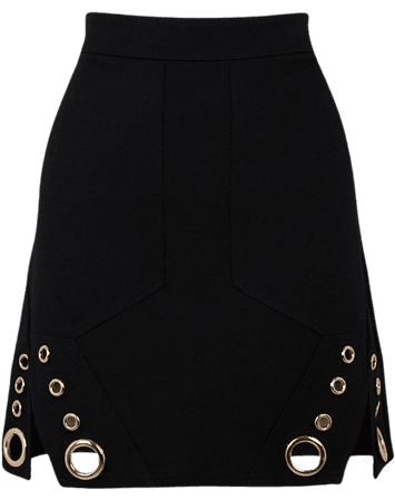 Eyelet Trim Detail Ponte Jersey Midi Skirt | Karen Millen