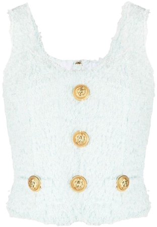 Balmain Tweed button-detail Top - Farfetch