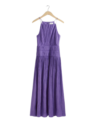 Shirred Sleeveless Midi Dress - Purple - Midi dresses - & Other Stories US