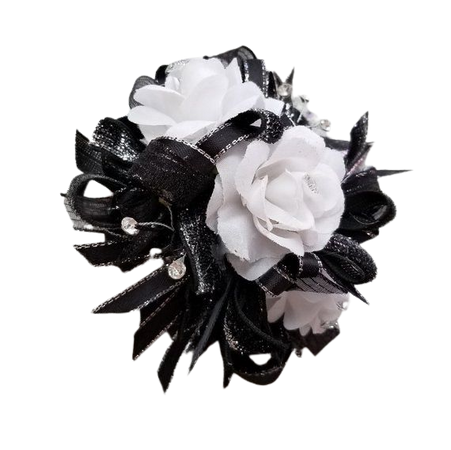 black and white flower hair piece