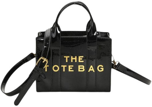 Women's Daily Fashion Patent Leather Letter Print Tote Bag Handbag Crossbody Bag In BLACK | ZAFUL 2023