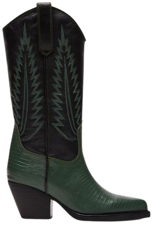 HUNTIN Black/Green Western Cowboy Boot | Women's Boots – Steve Madden