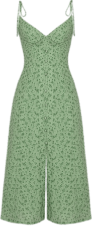 Clothing : Midi Dresses : 'Cornelia' Green Tonal Floral Midi Dress