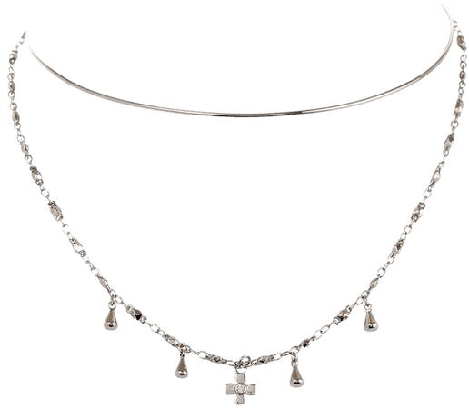 Cosmic Cross Tie Necklace- Silver | Luv Aj