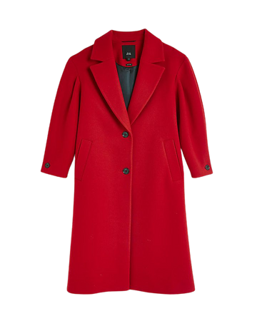 Petite red longline coat | River Island