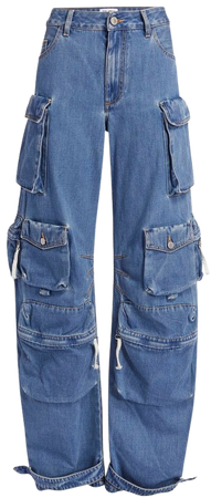 The Attico Pants and Skirts | The Attico - "Fern" Blue Denim Pants