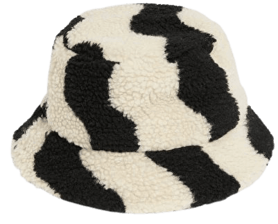 Fluffy bucket hat - Black/white retro swirls - Hats - Monki WW