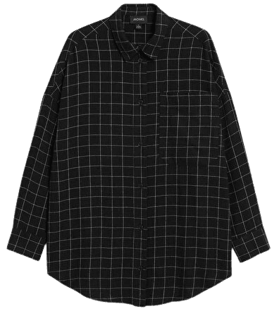Oversized long sleeve shirt - Black and white checks - Shirts & Blouses - Monki WW