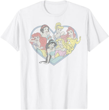 Amazon.com: Disney Princess Valentine's Day Vintage Heart T-Shirt : Clothing, Shoes & Jewelry