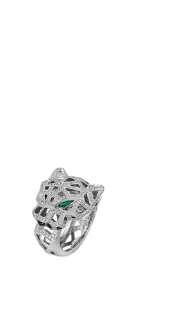 CARTIER - Panthère de Cartier 18ct white-gold, onyx, emerald, and diamond ring | Selfridges.com