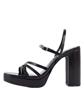 Pull&Bear strappy platform heels in black | ASOS