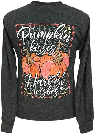 Girlie Girls Pumpkin Kisses Long Sleeve Preppy T-Shirt at Amazon Women’s Clothing store