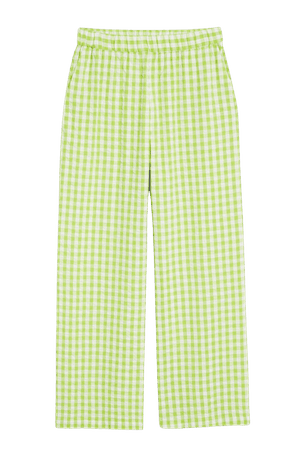 Gingham seersucker trousers - Lime green gingham - Monki WW