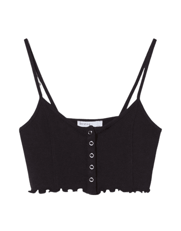 Curly strappy top with snap buttons - Tees and tops - Woman | Bershka