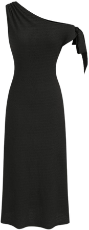 Asymmetrical Neck Knotted Midi Dress - Cider