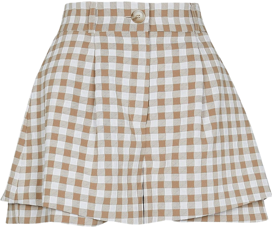 Brown gingham double layer shorts | River Island