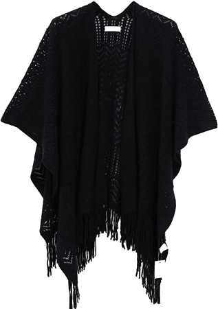Amazon.com: Knit Shawl Wrap for Women - Soul Young Ladies Fringe Knitted Poncho Blanket Cardigan Cape(One Size,Black): Clothing