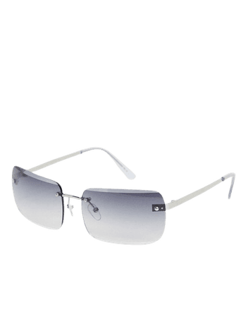 ASOS DESIGN 90's rimless mid square sunglasses with light smoke lens | ASOS