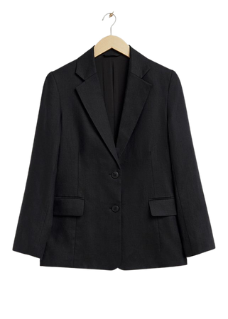 Relaxed Single Breasted Linen Blazer - Black - Blazers - & Other Stories US