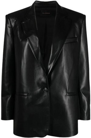 THE ANDAMANE faux-leather single-breasted Blazer - Farfetch