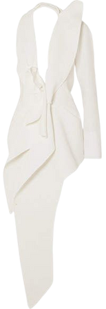 Waterlily Asymmetric Draped Cady Mini Dress - White